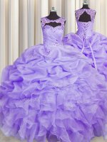 Fantastic Scoop Sleeveless Lace Up Floor Length Beading and Pick Ups Sweet 16 Quinceanera Dress