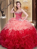 Multi-color Ball Gowns Sweetheart Sleeveless Organza Floor Length Lace Up Ruffles Quinceanera Dresses