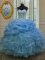 Modest Pick Ups Ball Gowns Quinceanera Dress Blue Sweetheart Organza Sleeveless Floor Length Lace Up