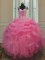 Spectacular Ball Gowns Vestidos de Quinceanera Baby Pink Straps Organza Sleeveless Floor Length Zipper