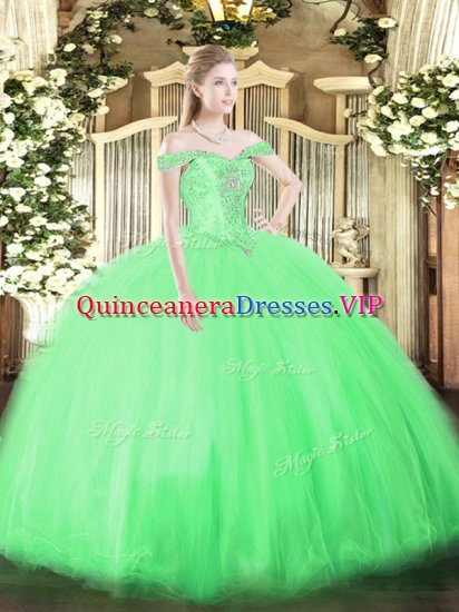 Fantastic Off The Shoulder Neckline Beading Sweet 16 Dress Sleeveless Lace Up - Click Image to Close