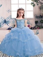 Low Price Scoop Sleeveless Tulle Little Girls Pageant Dress Beading and Ruffles Lace Up(SKU PAG1213-1BIZ)