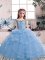Low Price Scoop Sleeveless Tulle Little Girls Pageant Dress Beading and Ruffles Lace Up