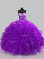 Purple Tulle Lace Up Sweetheart Sleeveless Floor Length Quinceanera Gown Beading and Ruffles(SKU PSSW0912-3BIZ)