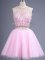Rose Pink Scoop Neckline Beading Court Dresses for Sweet 16 Sleeveless Lace Up