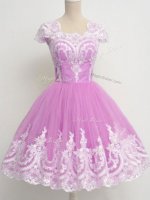 Cap Sleeves Lace Zipper Quinceanera Court of Honor Dress