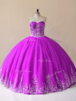 Sweetheart Sleeveless Lace Up Quinceanera Dresses Purple Tulle