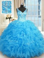 Sleeveless Beading and Ruffles Zipper Quinceanera Gowns(SKU PSSW0342-3BIZ)