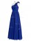 Fantastic Floor Length Royal Blue Damas Dress One Shoulder Sleeveless Zipper
