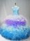 Attractive Multi-color Zipper Quinceanera Gowns Beading and Ruffles Sleeveless