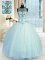 On Sale Scoop Light Blue Sleeveless Tulle Lace Up Quinceanera Dresses for Military Ball and Sweet 16 and Quinceanera