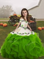 Ball Gowns Pageant Dress for Teens Green Straps Organza Sleeveless Floor Length Lace Up
