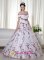 Sudbury East Anglia Off The Shoulder Embroidery Embellishment White and Red Quinceanera Dresses For Ball Gown Floor-length Taffeta and Organza