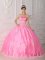 Floor-length and Strapless Appliques Decorate Bodice Rose Pink Quinceanera Dress In Cresco Iowa/IA