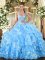Fashion Sleeveless Beading and Ruffled Layers Lace Up 15th Birthday Dress