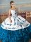 New Arrival Ball Gowns Quinceanera Dress Blue And White Sweetheart Satin and Organza Sleeveless Floor Length Lace Up