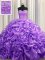 Sleeveless With Train Beading and Pick Ups Lace Up Sweet 16 Dress with Lavender Court Train