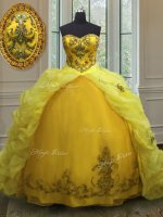 Sophisticated Pick Ups Sweetheart Sleeveless Court Train Lace Up Quinceanera Dress Light Yellow Organza(SKU PSSW0129-2BIZ)