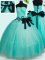 Fabulous Turquoise Tulle Lace Up Sweetheart Sleeveless Floor Length 15th Birthday Dress Beading and Bowknot
