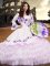 White Long Sleeves Organza Lace Up Sweet 16 Dresses for Military Ball and Sweet 16 and Quinceanera