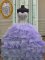 Floor Length Lace Up Sweet 16 Dresses Lavender for Military Ball and Sweet 16 and Quinceanera with Beading and Ruffles
