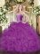 Beading and Ruffles 15 Quinceanera Dress Fuchsia Lace Up Sleeveless Floor Length