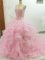 Adorable Sweetheart Sleeveless Organza Quinceanera Gown Beading and Ruffles Brush Train Lace Up
