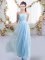 Charming Chiffon Sleeveless Vestidos de Damas Sweep Train and Beading