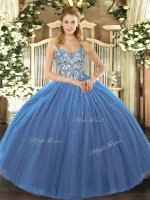Navy Blue Quinceanera Gowns Sweet 16 and Quinceanera with Appliques Straps Sleeveless Lace Up