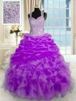 Deluxe Lilac Sleeveless Organza Zipper Vestidos de Quinceanera for Military Ball and Sweet 16 and Quinceanera(SKU PSSW0246-5BIZ)