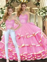 Rose Pink Sleeveless Ruffled Layers Floor Length Quinceanera Gowns(SKU SJQDDT1708009BIZ)