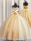 Spaghetti Straps Sleeveless Floor Length Beading and Ruching Lace Up Sweet 16 Dress with Orange