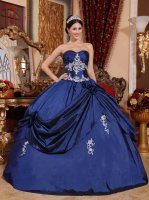 Tiffany & Co Grinnell Iowa/IA Cistomize Navy Blue Sweetheart Appliques Sweet Ball Gown 16 Dress With Hand Made Flowers[QDZY587-GBIZ]