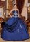 Grinnell Iowa/IA Cistomize Navy Blue Sweetheart Appliques Sweet Ball Gown 16 Dress With Hand Made Flowers