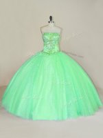 Cute Tulle Strapless Sleeveless Lace Up Beading and Sequins Quinceanera Gown in Green(SKU PSSW0788-2BIZ)