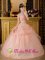 Beaded Decorate With Baby Pink Romantic Strapless Quinceanera Dress in Banbridge Down