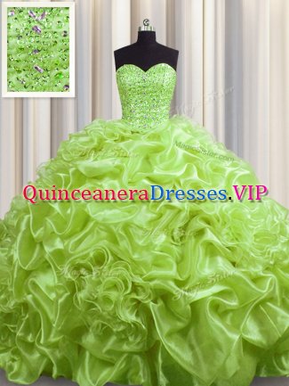 Sleeveless Court Train Lace Up With Train Beading and Pick Ups Quinceanera Dress