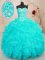 Elegant Sequins Sweetheart Sleeveless Lace Up 15 Quinceanera Dress Aqua Blue Organza