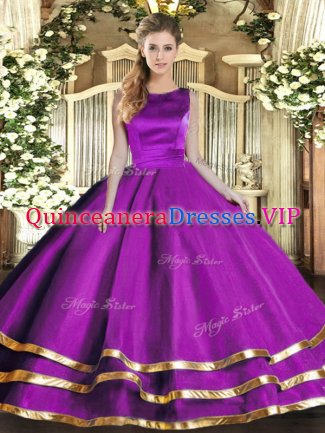 Floor Length Ball Gowns Sleeveless Eggplant Purple Quinceanera Gown Lace Up