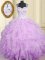 Elegant Straps Sleeveless Sweet 16 Quinceanera Dress Floor Length Beading and Ruffles Lavender Organza