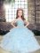 New Style Light Blue Tulle Lace Up Straps Sleeveless Floor Length Girls Pageant Dresses Beading and Ruffles