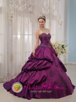 Renton Washington/WA Appliques With Beads Best Eggplant Purple Quinceanera Dress For Sweetheart Court Train Taffeta Ball Gown