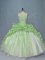 Organza and Taffeta Sleeveless Vestidos de Quinceanera Brush Train and Beading and Appliques and Pick Ups