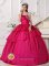 Springfield Illinois/IL Hand Made Flowers Hot Pink Spaghetti Straps Ruffles Layered Gorgeous Quinceanera Dress With Taffeta Beaded Decorate Bust