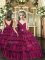 Fuchsia Sleeveless Beading and Ruffled Layers Floor Length Little Girls Pageant Dress