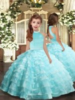High Quality Sleeveless Beading and Ruffled Layers Backless Girls Pageant Dresses(SKU PAG1154BIZ)
