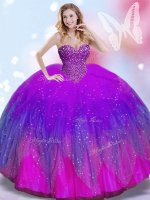Edgy Multi-color Quinceanera Dresses Military Ball and Sweet 16 and Quinceanera with Beading Sweetheart Sleeveless Lace Up