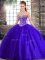 Blue Ball Gowns Beading 15th Birthday Dress Lace Up Tulle Sleeveless
