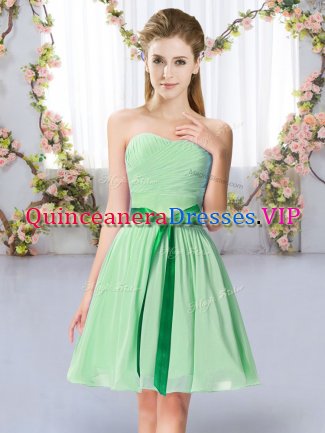 Enchanting Apple Green Lace Up Damas Dress Belt Sleeveless Mini Length