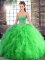 Tulle Sweetheart Sleeveless Lace Up Beading and Ruffles Vestidos de Quinceanera in Green